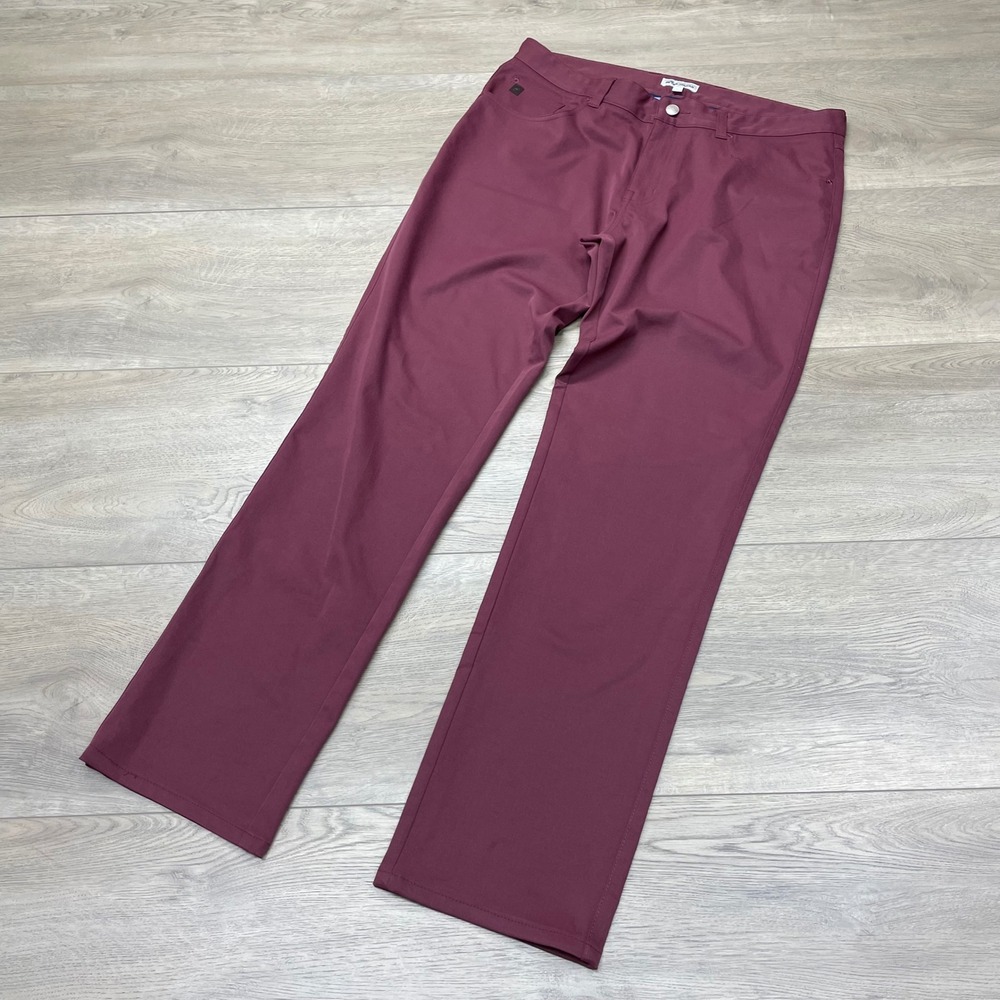 Peter Millar EB66 Pants Mens 34/32 Burgundy Performance Five Pocket MF22EB66FB